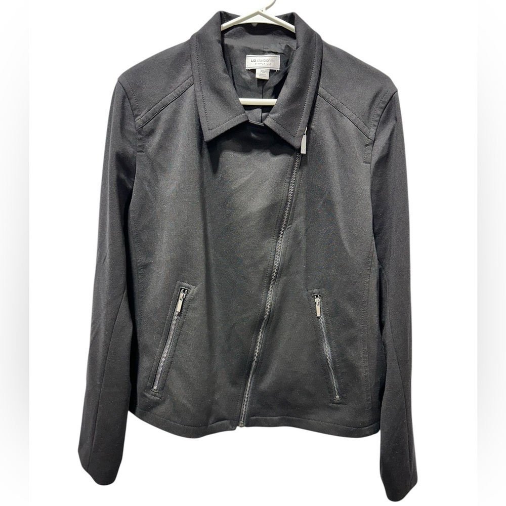 NWT Liz Claiborne Simply Liz black zip-front moto jacket Size XL